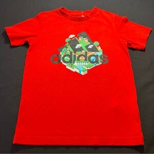 Adidas LEGO Kids Red Tee with Graphic Design Size 9-10